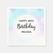 モダン抽象芸術ブルー&パープルウォーター誕生日 スタンダードカクテルナプキン (正面)