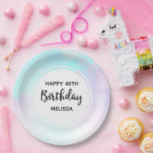 モダン抽象芸術ブルー&パープルウォーター誕生日 ペーパープレート (パーティー)