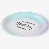 モダン抽象芸術ブルー&パープルウォーター誕生日 ペーパープレート (アングル)