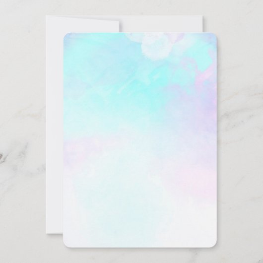 モダン抽象芸術ブルー&パープルウォーター誕生日 招待状 (裏面)