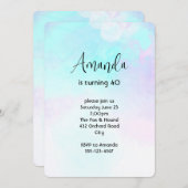 モダン抽象芸術ブルー&パープルウォーター誕生日 招待状 (正面/裏面)