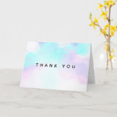 モダン抽象芸術ブルー&パープル水彩有難う カード (黄色い花)