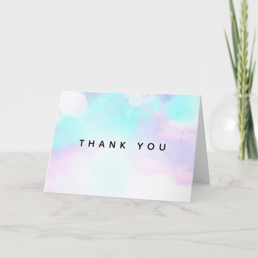 モダン抽象芸術ブルー&パープル水彩有難う カード (正面)