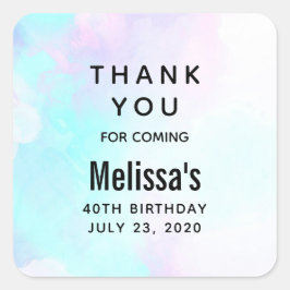 モダン抽象芸術ブルー&パープル水彩有難う スクエアシール