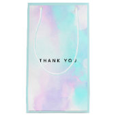 モダン抽象芸術ブルー&パープル水彩有難う スモールペーパーバッグ (正面)