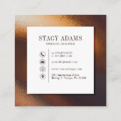 モダン抽象芸術ブロンズの葉 スクエア名刺 (裏面)