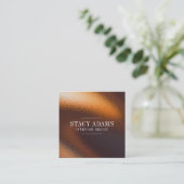 モダン抽象芸術ブロンズの葉 スクエア名刺 (スタンド正面)