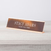 モダン抽象芸術ブロンズの葉 デスクネームプレート (正面)