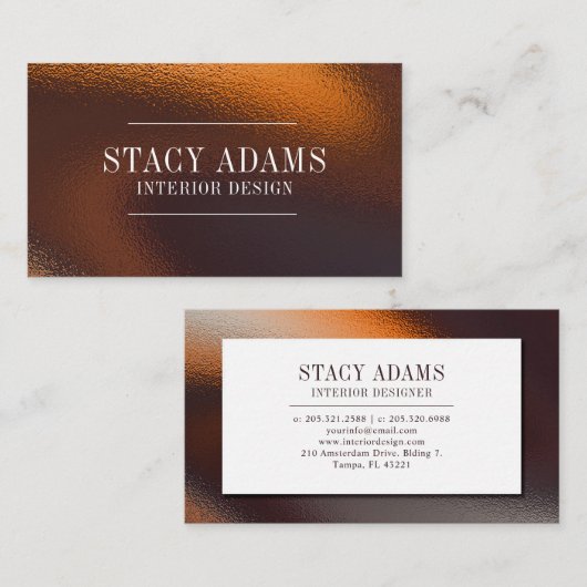 モダン抽象芸術ブロンズの葉 名刺 (正面/裏面)