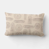 モダン抽象芸術ボーホレインボーラインアート暗褐色 ランバークッション (裏面)