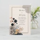 モダン抽象芸術ボ結婚タニカル 招待状 (スタンド正面)