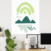 モダン抽象芸術マウンテンレイクシーン ポスター (ホームオフィス)