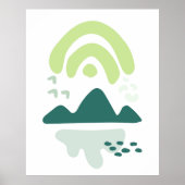 モダン抽象芸術マウンテンレイクシーン ポスター (正面)