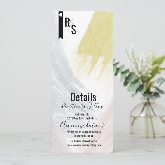 モダン抽象芸術マスタード結婚赤面詳細 招待状 (スタンド正面)