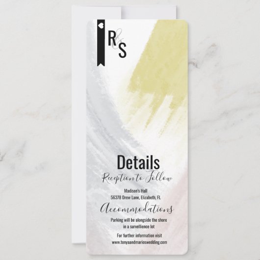 モダン抽象芸術マスタード結婚赤面詳細 招待状 (正面)