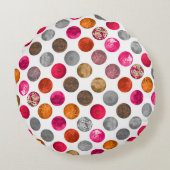 モダン抽象芸術マゼンタのオレンジ色の図形球 ラウンドクッション (裏面)