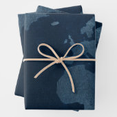 モダン抽象芸術マップ青ティール(緑がかった色)水色 ラッピングペーパーシート (インサイチュ)