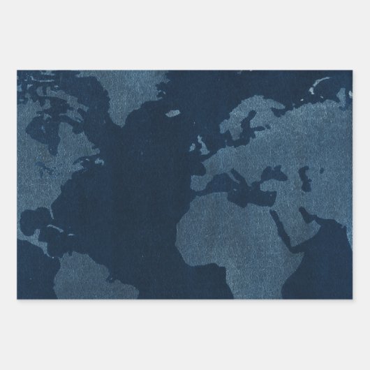 モダン抽象芸術マップ青ティール(緑がかった色)水色 ラッピングペーパーシート (正面)