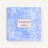 モダン抽象芸術マップ青パターン旅行仕訳帳 ノートブック (正面)