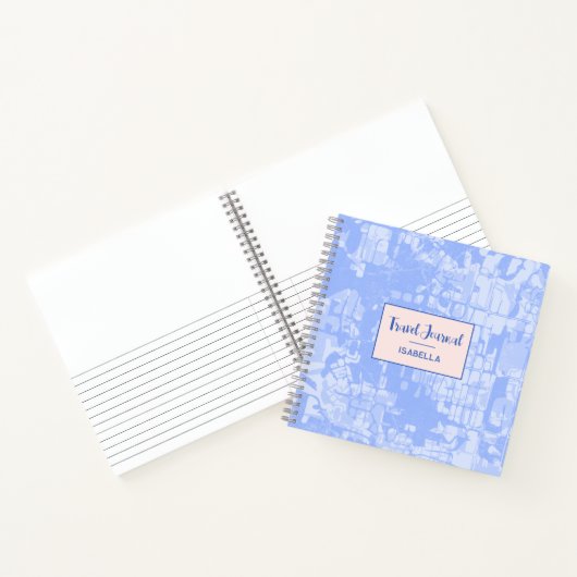 モダン抽象芸術マップ青パターン旅行仕訳帳 ノートブック (内部)