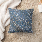 モダン抽象芸術マーブルのテクスチャー絵画ブルー クッション (ブランケット)