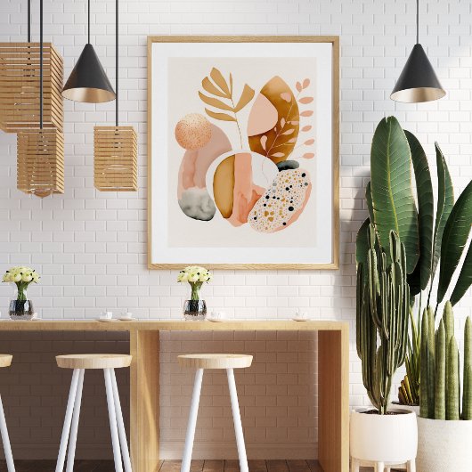 モダン抽象芸術ミニマエレガントリスト赤面ピンク ポスター