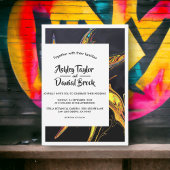 モダン抽象芸術ミニマルタイポグラフィエレガントウェディング 招待状