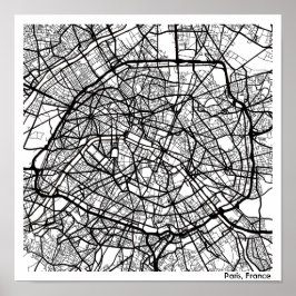 モダン抽象芸術ミニマルパリの地図 ポスター