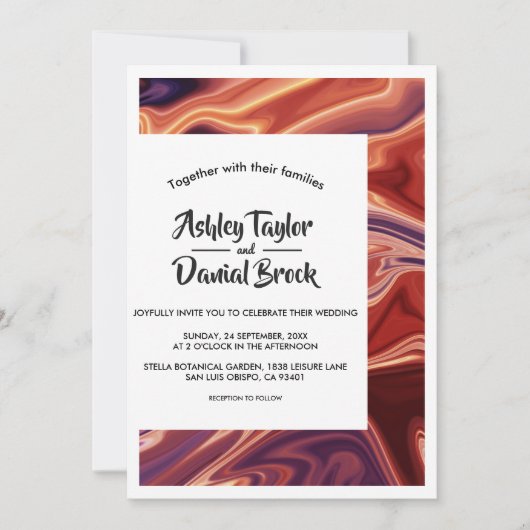 モダン抽象芸術ミニマルファインアートエレガントウェディング 招待状 (正面)