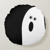 モダン抽象芸術ミニマル幽霊ハロウィーン ラウンドクッション (正面)