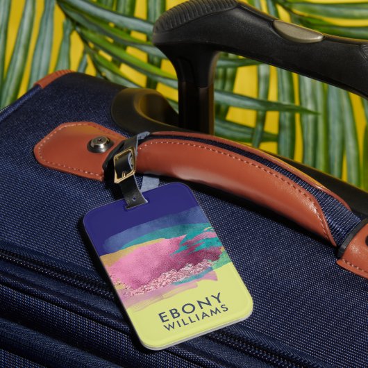 モダン抽象芸術メタリック絵を描ブラシ線 ラゲッジタグ (正面インサイチュ1)