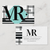 モダン抽象芸術モノクロ白黒グリッド 名刺 (正面/裏面)