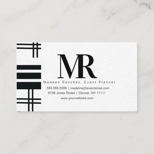 モダン抽象芸術モノクロ白黒グリッド 名刺 (裏面)