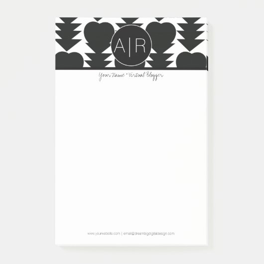 モダン抽象芸術モノクロ白黒 ポストイット (正面)