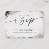 モダン抽象芸術ライトパープル結婚ズWebサイトRSVP エンクロージャーカード (正面)