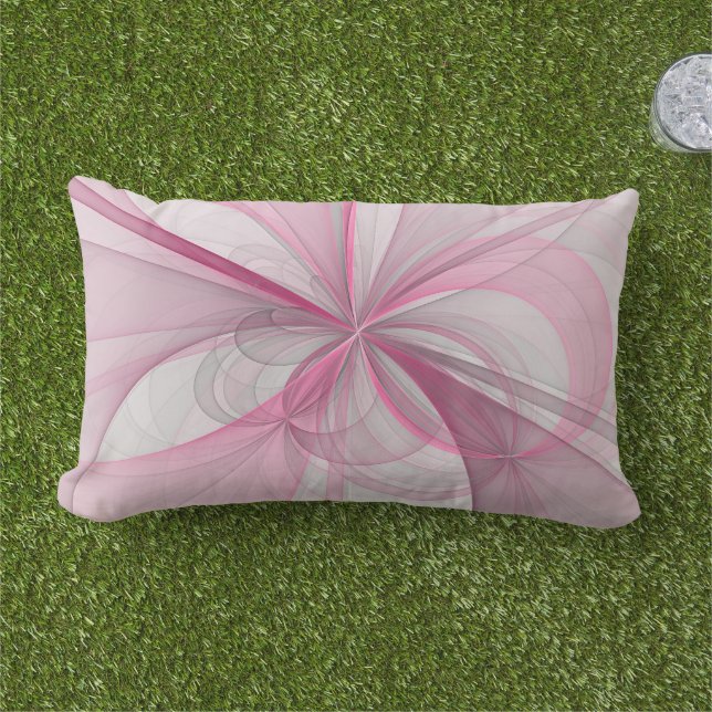 モダン抽象芸術ライトピンクグレーフラクタルデザイン アウトドアクッション (芝生)