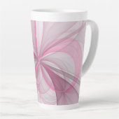 モダン抽象芸術ライトピンクグレーフラクタルデザイン カフェラテマグ (右アングル)