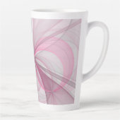 モダン抽象芸術ライトピンクグレーフラクタルデザイン カフェラテマグ (右)