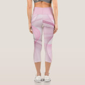 モダン抽象芸術ライトピンクグレーフラクタルデザイン カプリレギンス (裏面)