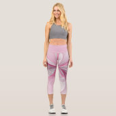 モダン抽象芸術ライトピンクグレーフラクタルデザイン カプリレギンス (正面)