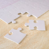 モダン抽象芸術ライトピンクグレーフラクタルデザイン ジグソーパズル (側面)