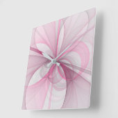 モダン抽象芸術ライトピンクグレーフラクタルデザイン スクエア壁時計 (傾斜)