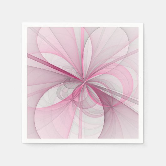 モダン抽象芸術ライトピンクグレーフラクタルデザイン スタンダードカクテルナプキン (正面)