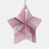 モダン抽象芸術ライトピンクグレーフラクタルデザイン セラミックオーナメント (右)