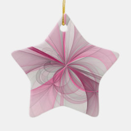 モダン抽象芸術ライトピンクグレーフラクタルデザイン セラミックオーナメント