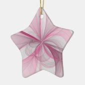 モダン抽象芸術ライトピンクグレーフラクタルデザイン セラミックオーナメント (左)