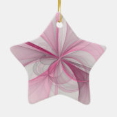 モダン抽象芸術ライトピンクグレーフラクタルデザイン セラミックオーナメント (裏面)