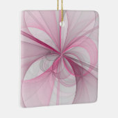 モダン抽象芸術ライトピンクグレーフラクタルデザイン セラミックオーナメント (右)