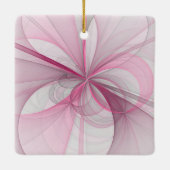 モダン抽象芸術ライトピンクグレーフラクタルデザイン セラミックオーナメント (裏面)