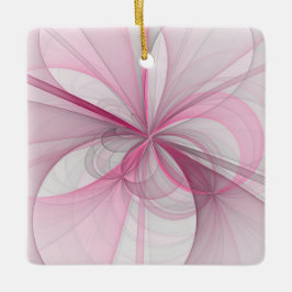 モダン抽象芸術ライトピンクグレーフラクタルデザイン セラミックオーナメント